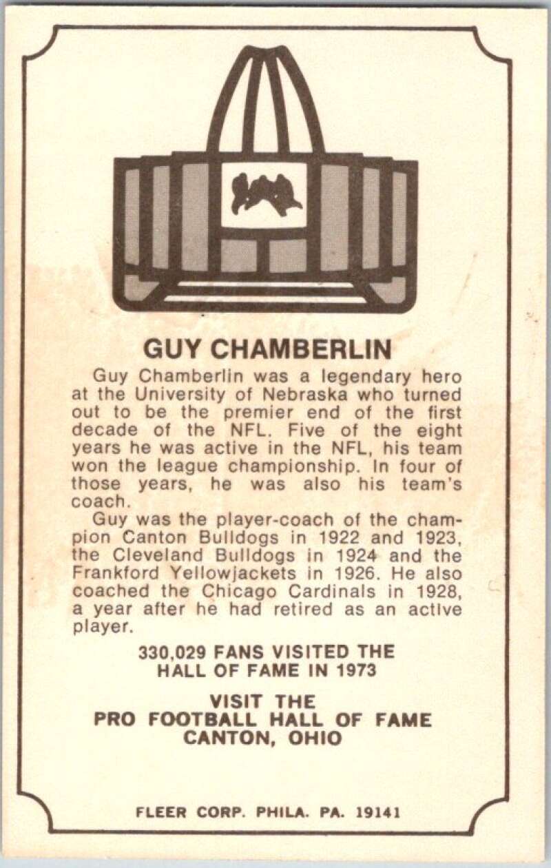1974 Fleer The Immortal Roll Football #NNO Guy Chamberlin  V46020