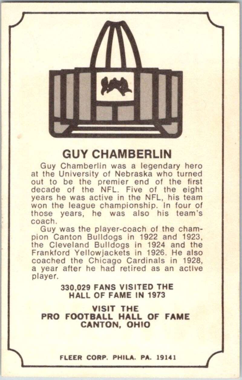 1974 Fleer The Immortal Roll Football #NNO Guy Chamberlin  V46022