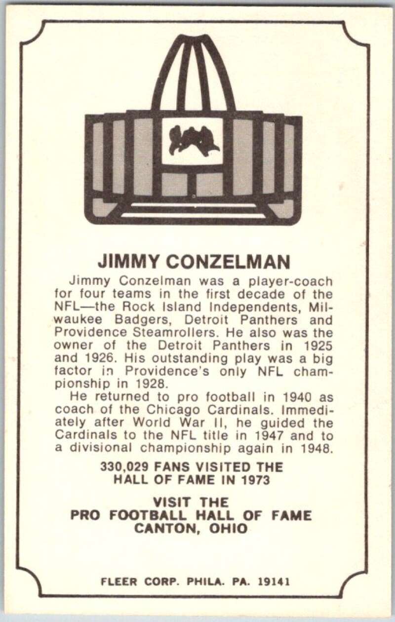 1974 Fleer The Immortal Roll Football #NNO Jimmy Conzelman  V46025