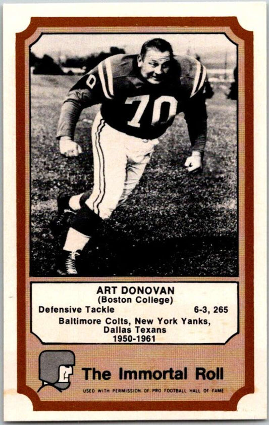 1974 Fleer The Immortal Roll Football #NNO Art Donovan  V46027
