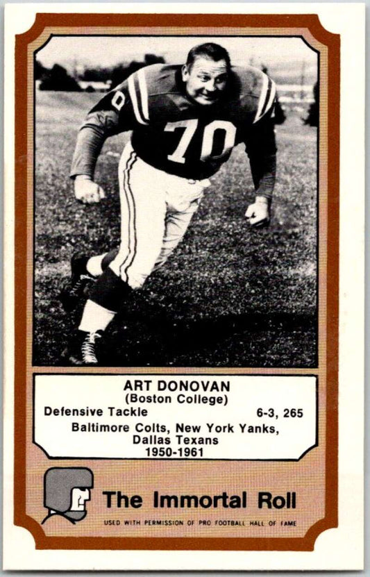 1974 Fleer The Immortal Roll Football #NNO Art Donovan  V46028