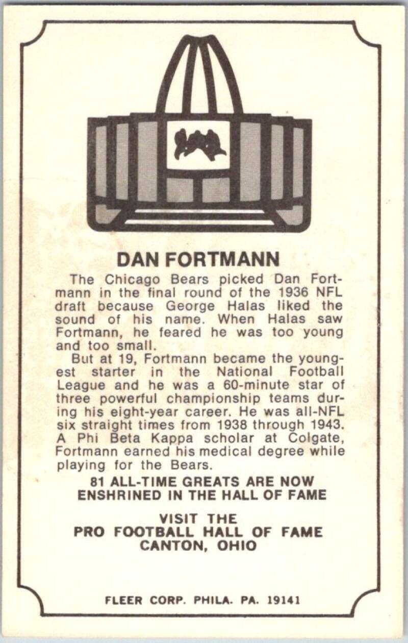 1974 Fleer The Immortal Roll Football #NNO Dan Fortmann  V46033