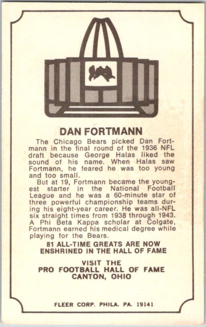 1974 Fleer The Immortal Roll Football #NNO Dan Fortmann  V46034