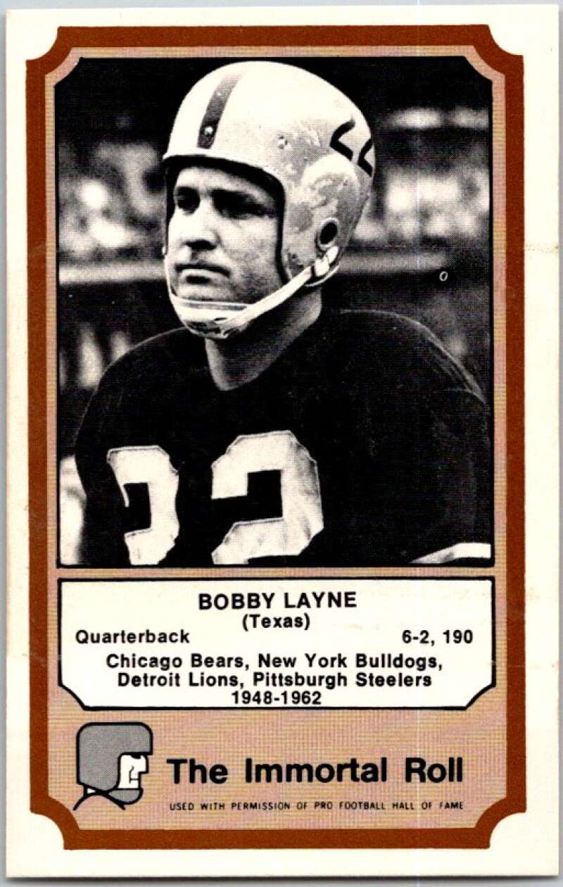 1974 Fleer The Immortal Roll Football #NNO Bobby Layne  V46064