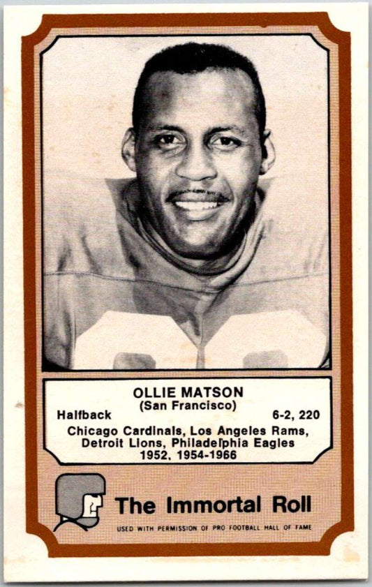 1974 Fleer The Immortal Roll Football #NNO Ollie Matson  V46069