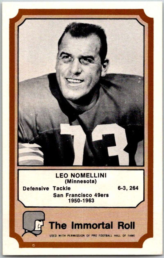 1974 Fleer The Immortal Roll Football #NNO Leo Nomellini  V46086