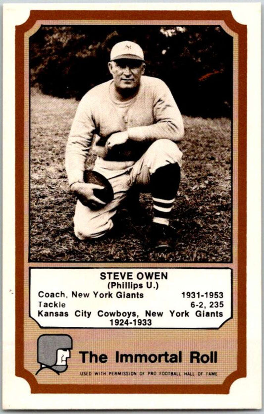 1974 Fleer The Immortal Roll Football #NNO Steve Owen  V46088