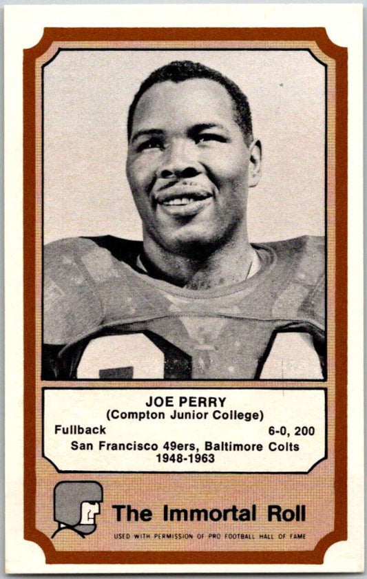 1974 Fleer The Immortal Roll Football #NNO Joe Perry  V46090