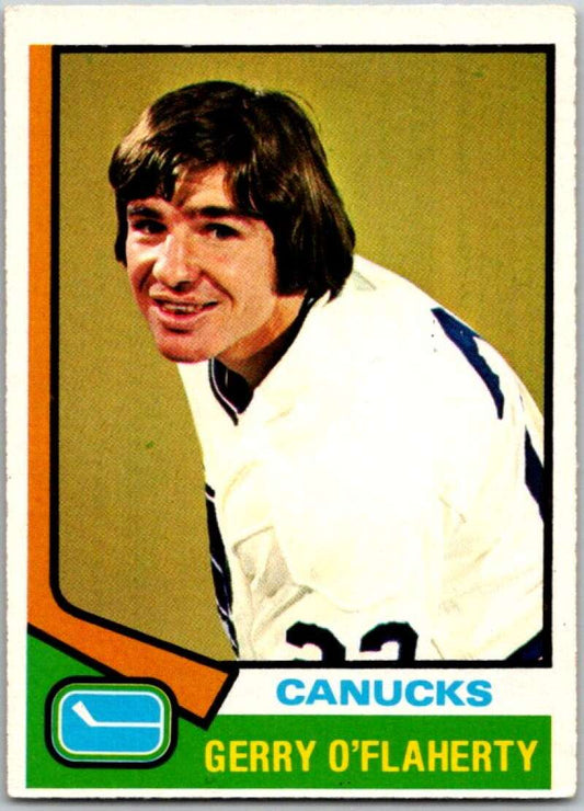 1974-75 O-Pee-Chee #71 Gerry O'Flaherty  Vancouver Canucks  V46192
