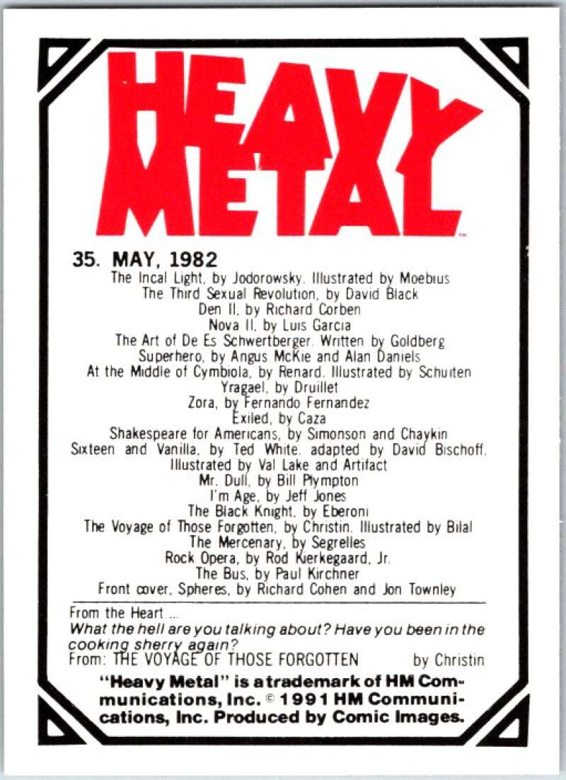 1991 Heavy Metal Magazine Card #35 May, 1982  V47170