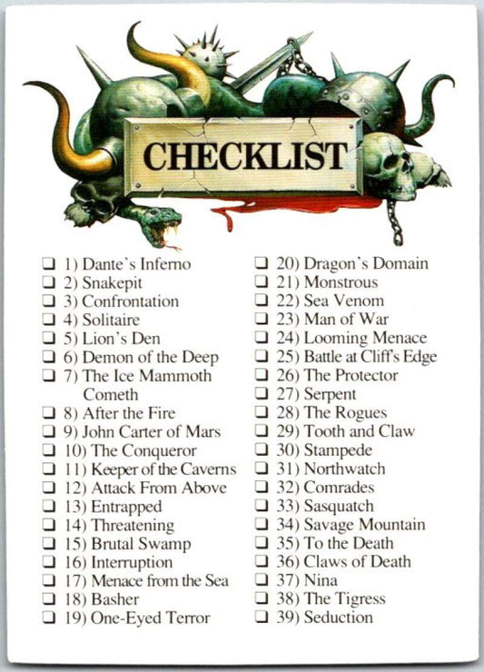 1992 Ken Kelly Fantasy # 90. Checklist  V48088