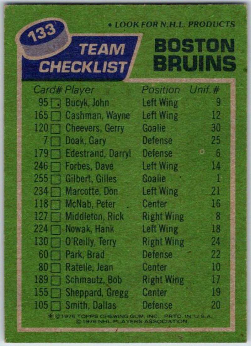 1976-77 Topps #133 Boston Bruins CL  Boston Bruins  V49198