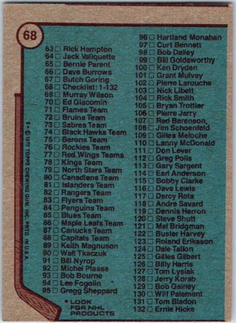 1977-78 Topps #68 Checklist   V49281