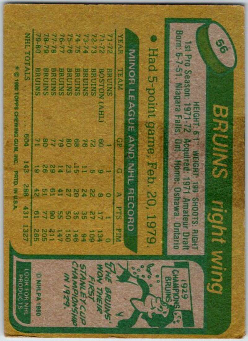 1980-81 Topps #56 Terry O'Reilly  Boston Bruins  V49558