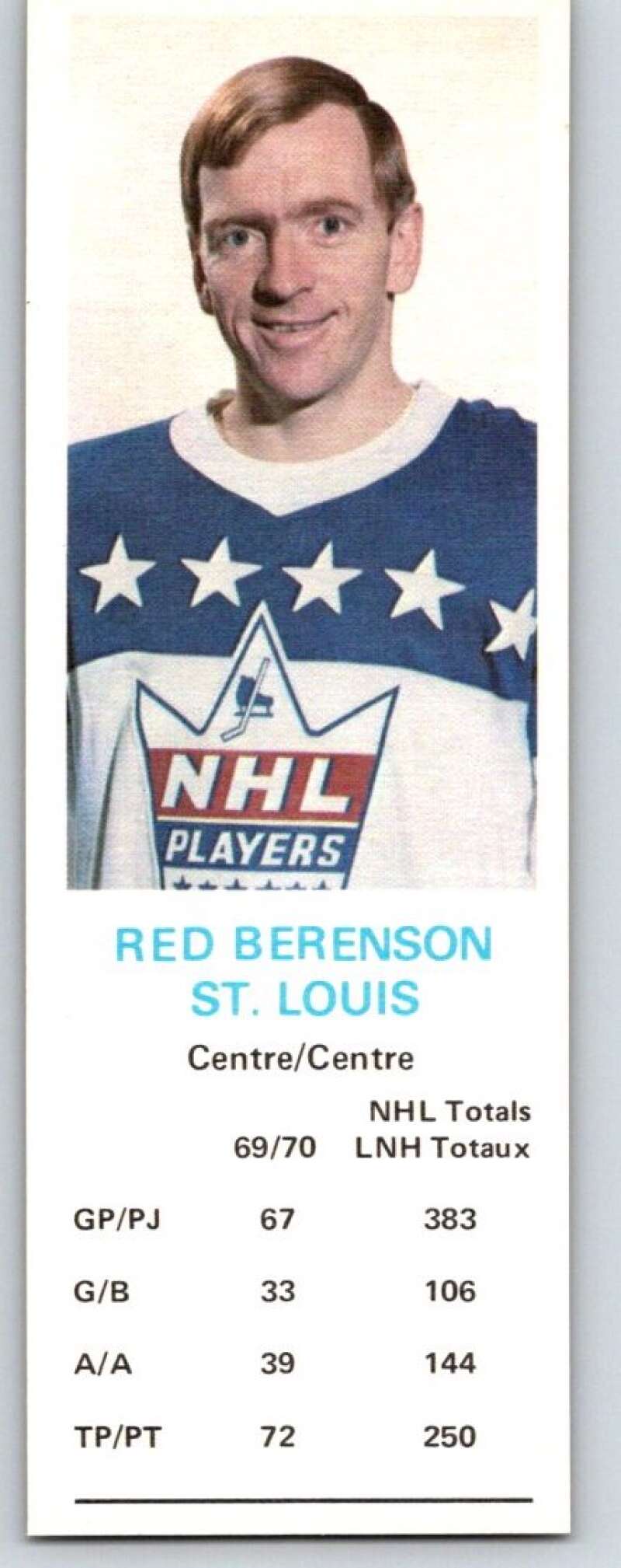 1970-71 Dad's Cookies #5 Red Berenson  St. Louis Blues  X195