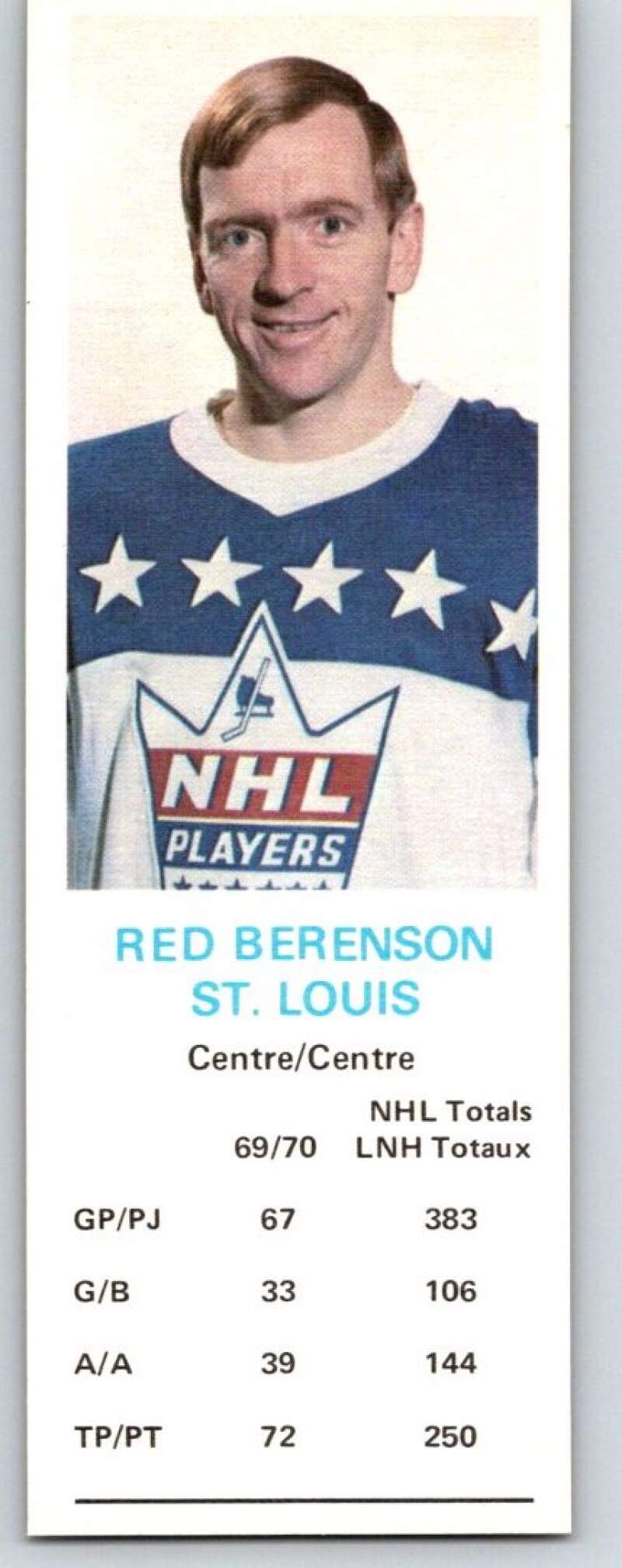1970-71 Dad's Cookies #5 Red Berenson  St. Louis Blues  X195