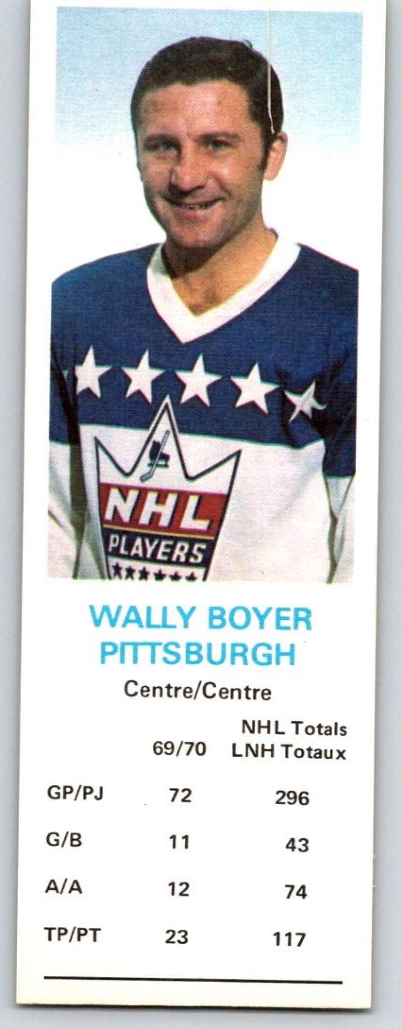 1970-71 Dad's Cookies #9 Wally Boyer  Pittsburgh Penguins  X203