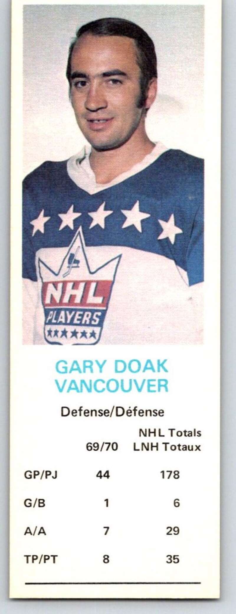 1970-71 Dad's Cookies #23 Gary Doak  Vancouver Canucks  X230