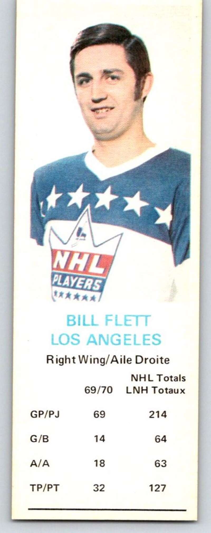 1970-71 Dad's Cookies #36 Bill Flett  Los Angeles Kings  X252