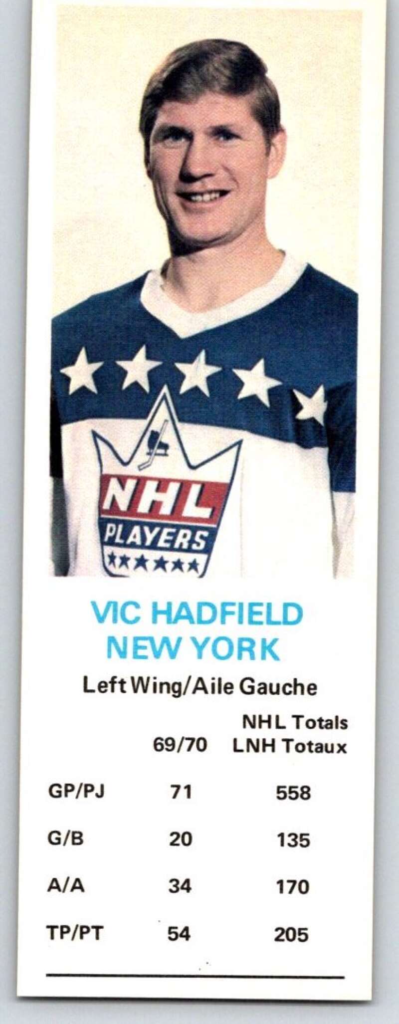 1970-71 Dad's Cookies #45 Vic Hadfield  New York Rangers  X265