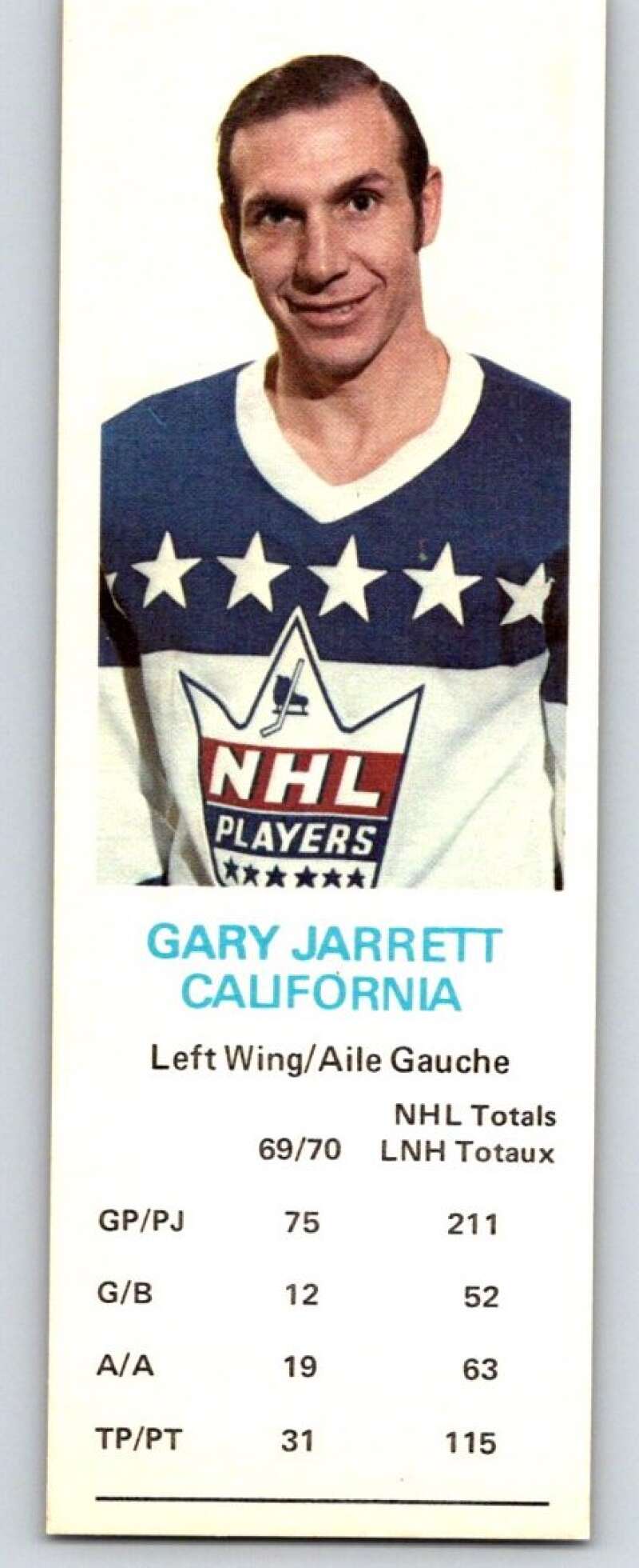 1970-71 Dad's Cookies #63 Gary Jarrett  California Golden Seals  X297