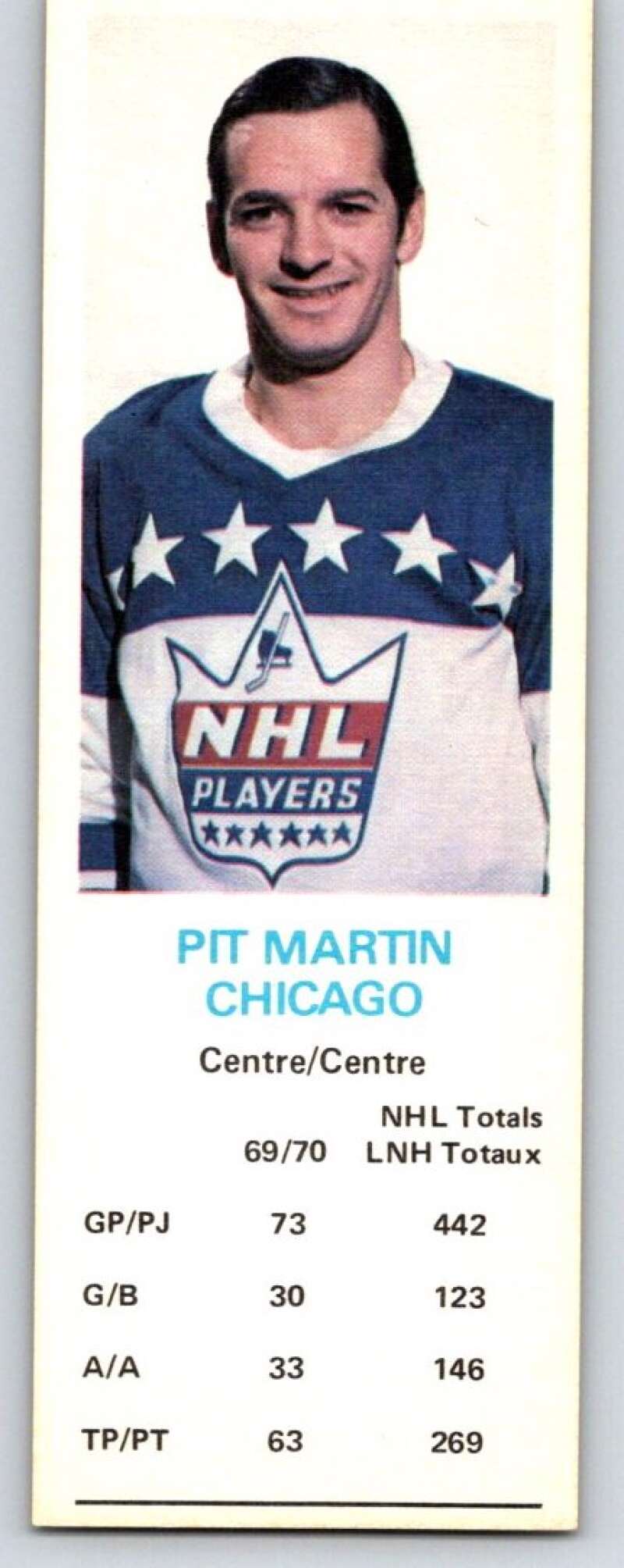 1970-71 Dad's Cookies #79 Pit Martin  Chicago Blackhawks  X323