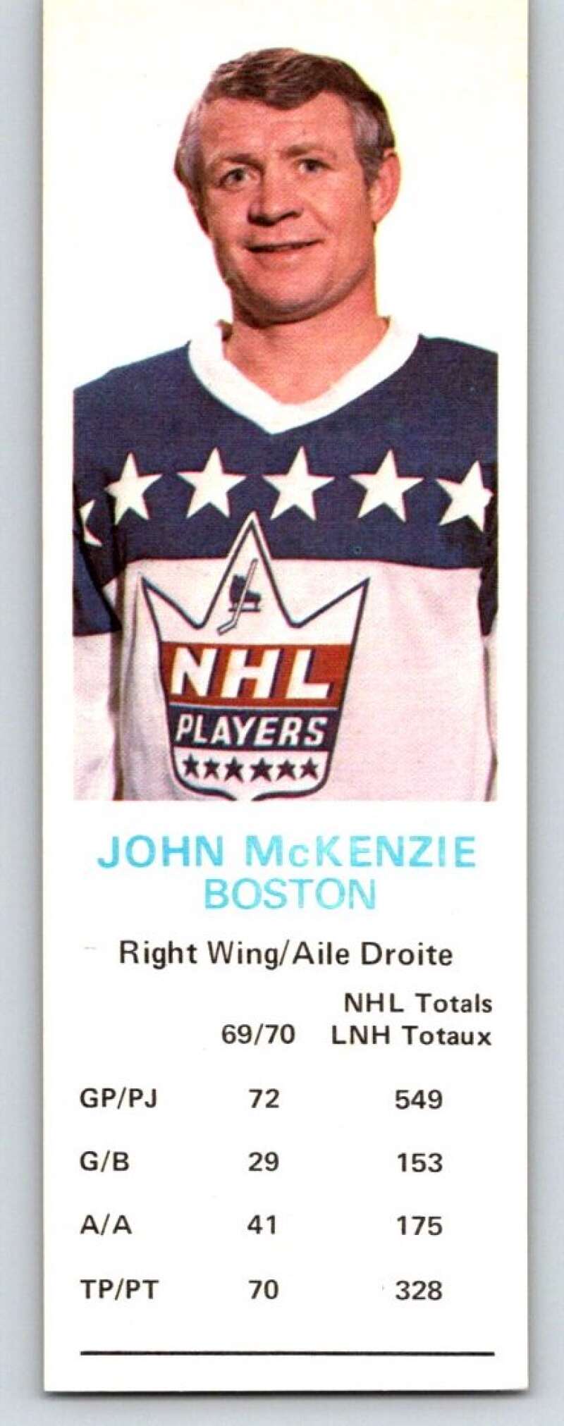 1970-71 Dad's Cookies #83 John McKenzie  Boston Bruins  X330