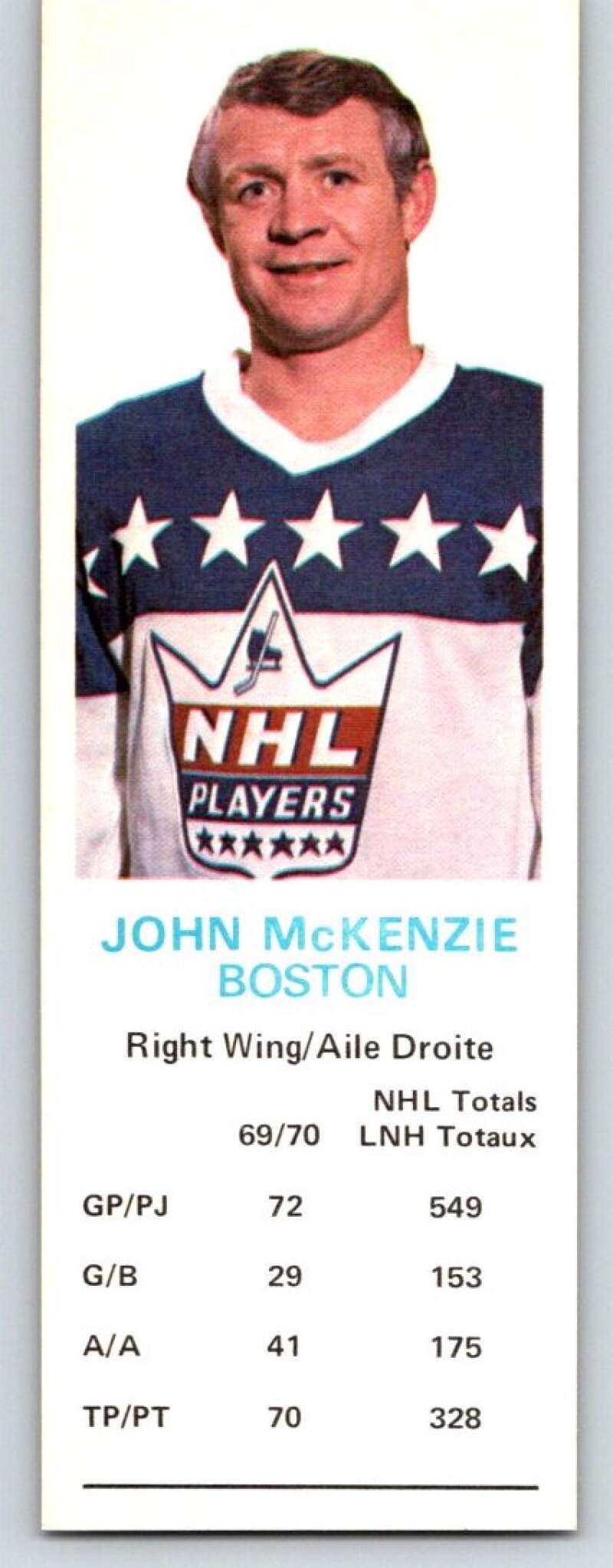 1970-71 Dad's Cookies #83 John McKenzie  Boston Bruins  X331