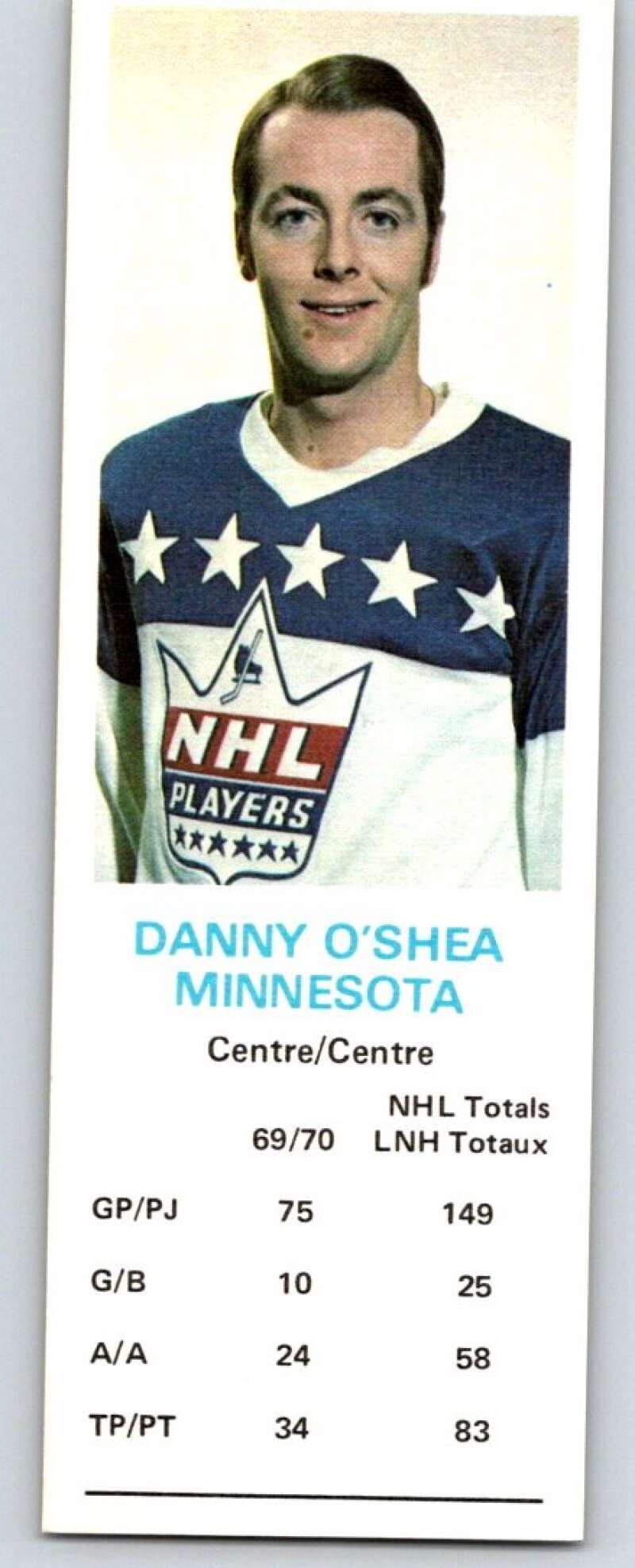 1970-71 Dad's Cookies #93 Danny O'Shea  Minnesota North Stars  X349