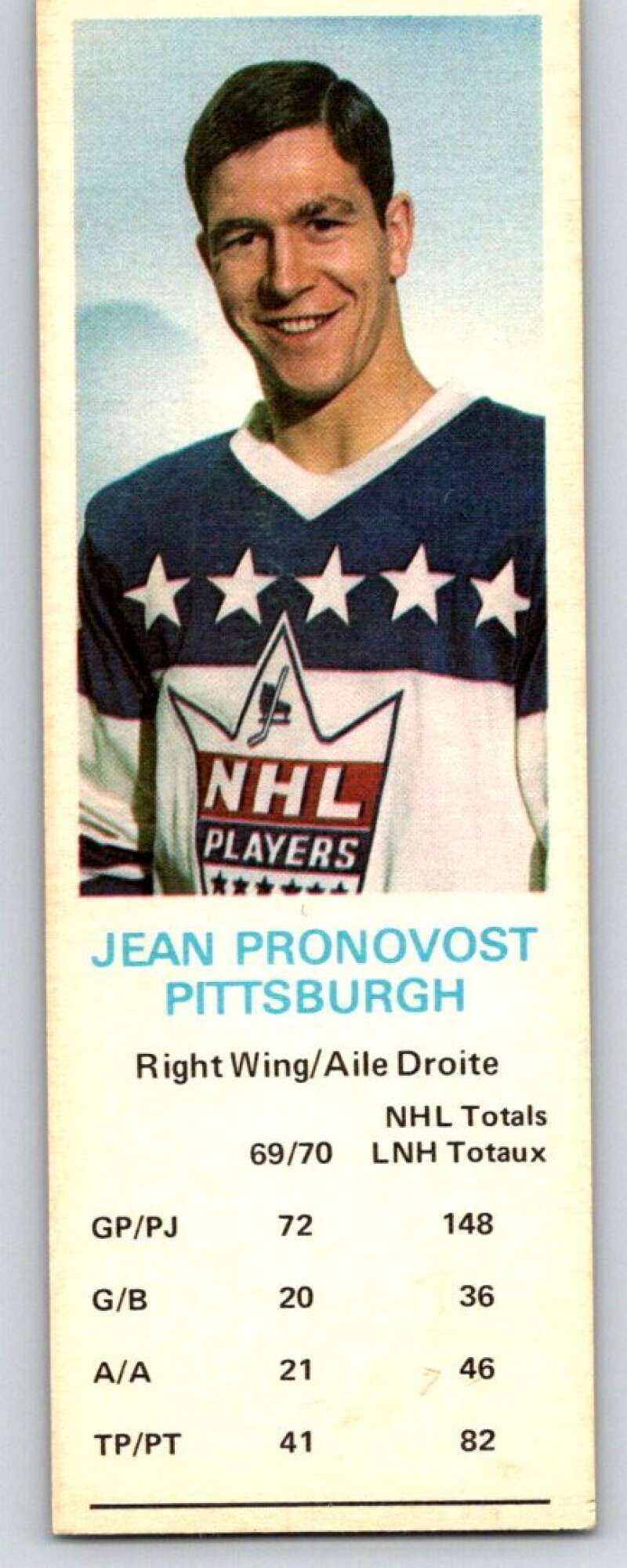 1970-71 Dad's Cookies #105 Jean Pronovost  Pittsburgh Penguins  X370