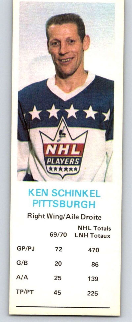 1970-71 Dad's Cookies #119 Ken Schinkel  Pittsburgh Penguins  X392