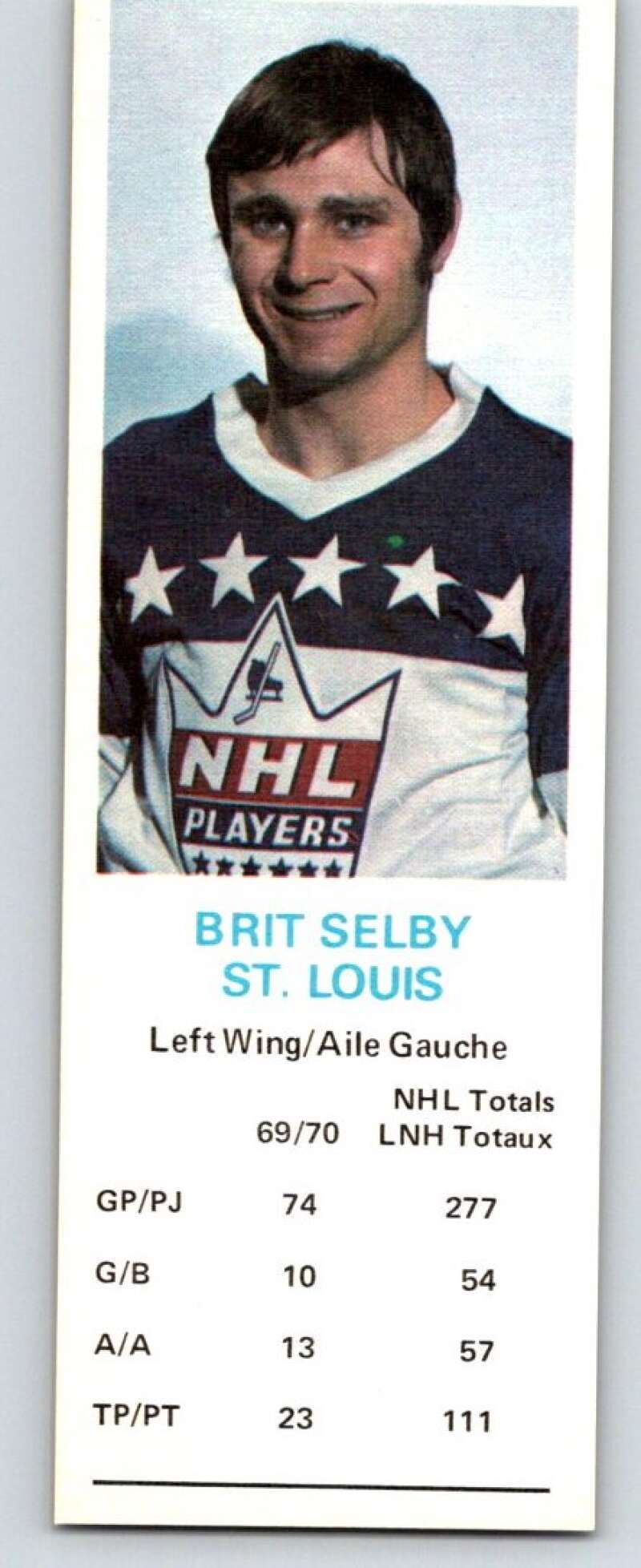 1970-71 Dad's Cookies #121 Brit Selby  St. Louis Blues  X395