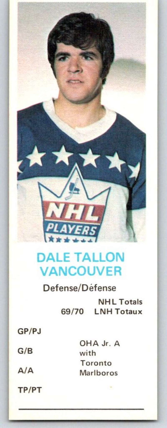 1970-71 Dad's Cookies #127 Dale Tallon  Vancouver Canucks  X405