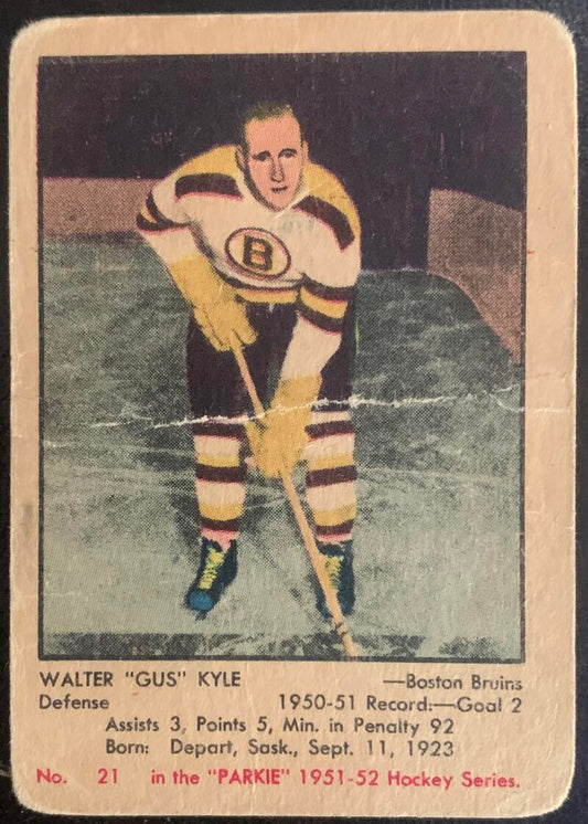 1951-52 Parkhurst #21 Gus Kyle RC Rookie Bruins Vintage Hockey V50567