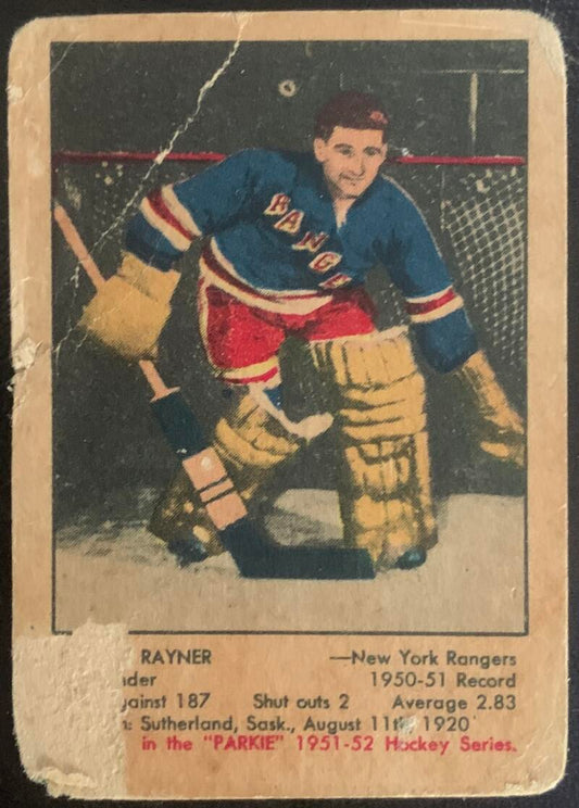 1951-52 Parkhurst #104 Chuck Rayner RC Rookie Rangers Vintage Hockey V50568