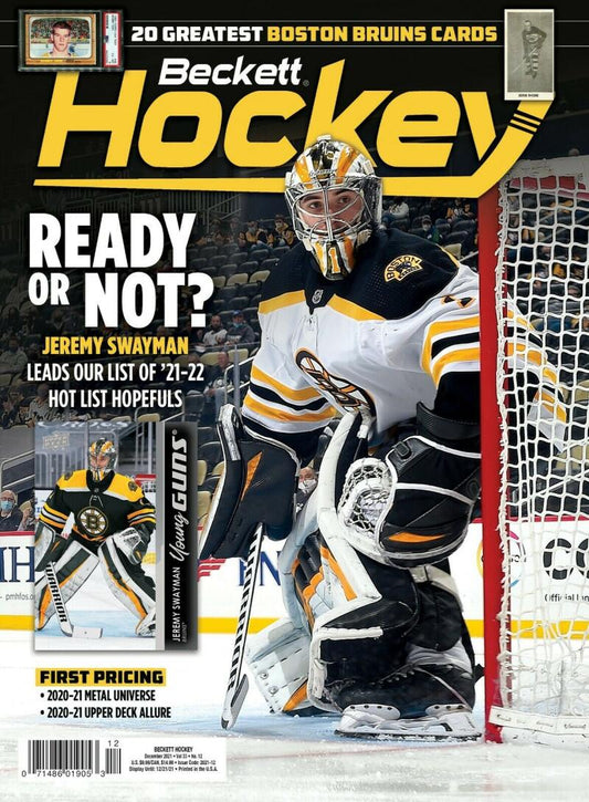 December 2021 Beckett Hockey Monthly Magazine - Jeremy Swayman Bruins Cover