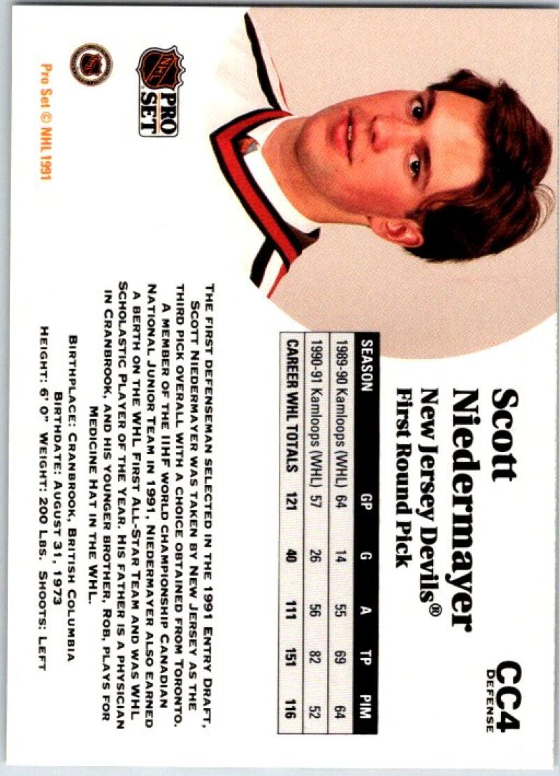 1991-92 Pro Set CC #CC4 Scott Niedermayer Rookie RC Short Print V50590