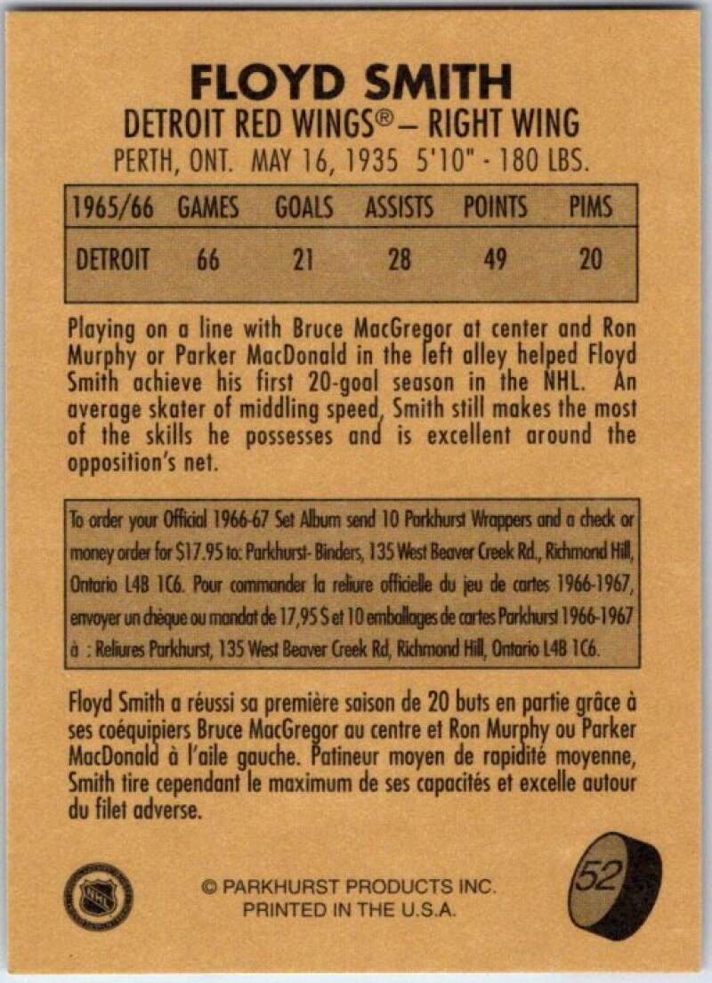 1995-96 Parkhurst '66-67 #52 Floyd Smith  Detroit Red Wings  V50701