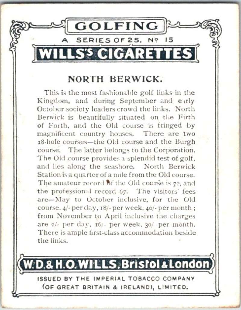 1924 W.D. & H.O. Will's Cigarettes Golf #15 North Berwick  V50978