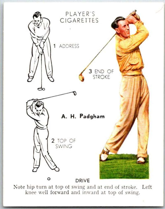 1939 John Player & Sons Cigarettes Golf #21 A.H. Padgham  V51012