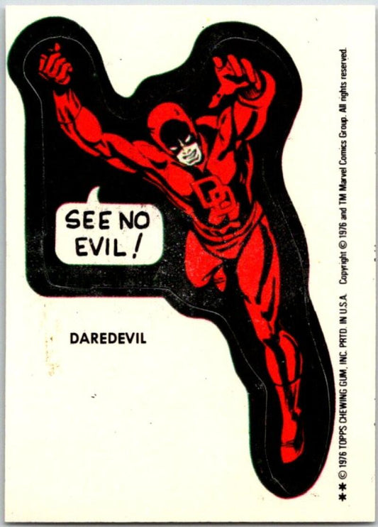 1976 Topps Marvel Super Heroes Stickers - Daredevil See No Evil V51089