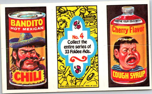 1975 Topps Foldee Mad-Ads #4 Chili-Cough Syrup-Hair Cream
