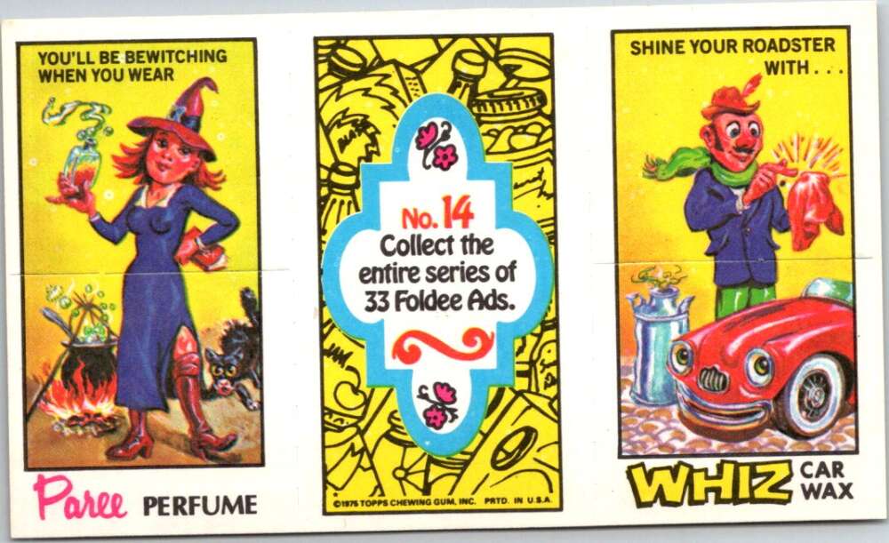 1975 Topps Foldee Mad-Ads #14 Perfume-Car Wax-Health Tonic