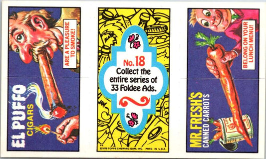 1975 Topps Foldee Mad-Ads #18 Cigars-Canned Carrots-Mars Pencils