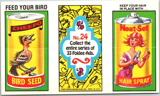 1975 Topps Foldee Mad-Ads #24 Bird Seed-Hair Spray-Mouth Wash
