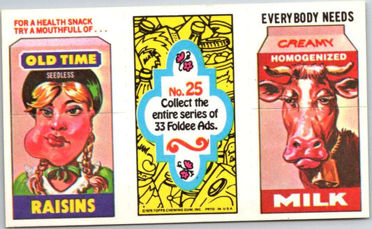 1975 Topps Foldee Mad-Ads #25 Raisins-Milk-Bandages