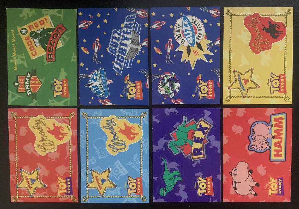 1995 SkyBox Disney's Toy Story Badge Stickers 1-8 Complete Set V51227
