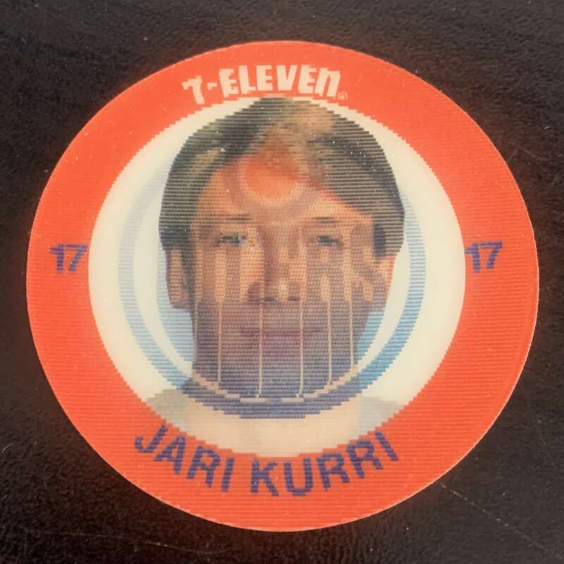 1984-85 7-Eleven Hockey Disc Jari Kurri Oilers  V51516 Image 1