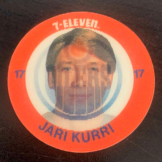 1984-85 7-Eleven Hockey Disc Jari Kurri Oilers  V51516 Image 1