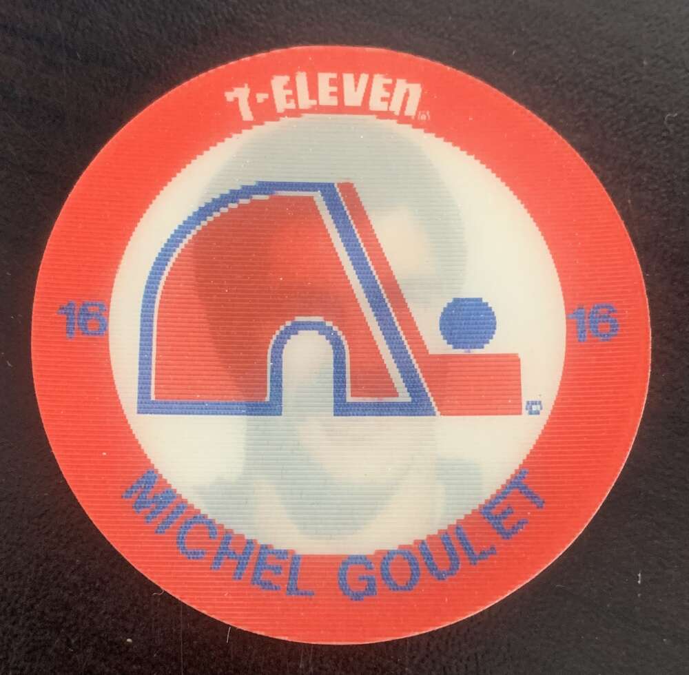 1984-85 7-Eleven Hockey Disc Michel Goulet Nordiques  V51521 Image 1
